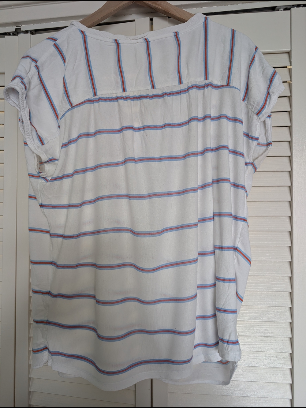 LOFT White Tee with Blue and Red Stripes - Picture 2 of 3